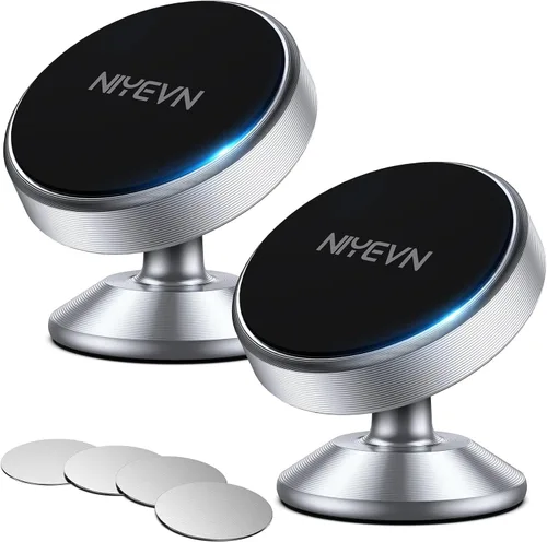 Miniatura 10 de Paquete de 2 soportes magnéticos para teléfono para automóvil, imán fuerte, soporte magnético para teléfono, rotación de 360°, imán de teléfono