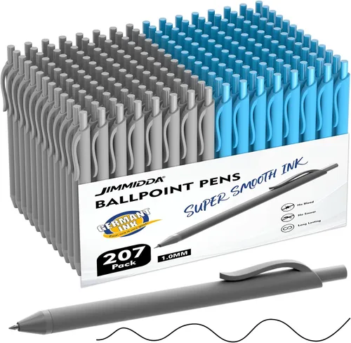 Miniatura 8 de Bolígrafos al por mayor, paquete de 107 bolígrafos de tinta negra y azul, punta media de 1.0 mm, retráctiles al por mayor para escritura suave