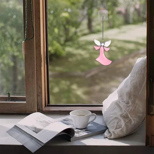 Miniatura 4 de Adorno de ángel para colgar en vitrales, decoración de vacaciones, regalos conmemorativos de condolencias, regalos de ángel para mujeres (azul) 5.5