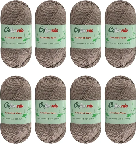 Miniatura 12 de 8 madejas de hilo para tejer a ganchillo, 70% rayón derivado de bambú, 30% algodón, peso superfino fingering, Sunny Cat Cotonnio importado