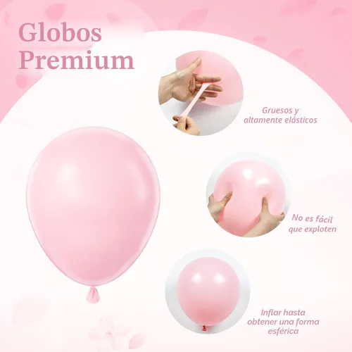 Miniatura 3 de Globos de color rosa claro y blanco, 60 unidades de 12 pulgadas, globos de confeti de color rosa perla claro y blancos para boda, despedida