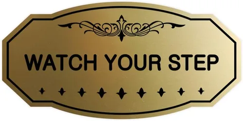 Miniatura 43 de Signs ByLITA Victorian Watch Your Step - Letrero de pared o puerta Material duradero y fácil instalación Señalización de seguridad (negro)