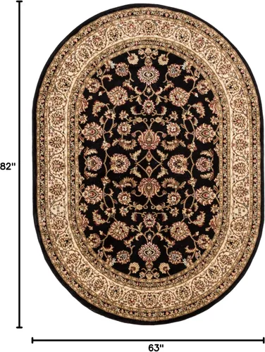 Miniatura 2 de Well Woven Barclay Collection Sarouk - Alfombra ovalada negra de 5 x 7 pies, para sala de estar, dormitorio y comedor Negro