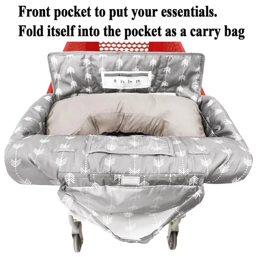 Miniatura 6 de Funda impermeable 2 en 1 para asiento de carrito de comestibles y funda para silla alta (flecha gris)