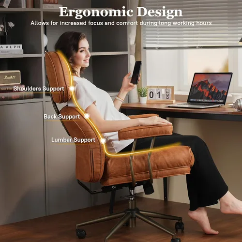 Miniatura 4 de Mid Century Modren - Silla de oficina grande y alta, silla ejecutiva ergonómica grande para personas resistentes, silla de trabajo de escritorio