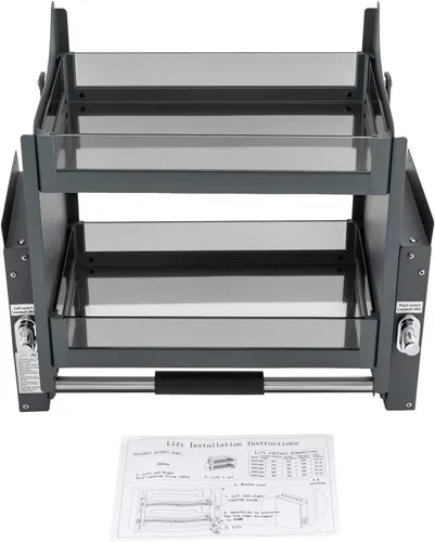 Miniatura 9 de Estante desplegable para gabinete, organizador superior de almacenamiento de armario de pared de cocina con 2 niveles, organizador de estante