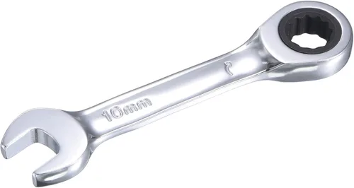 uxcell Llave combinada de trinquete rechoncha de 0.394 in métrica 72 dientes 12 herramientas terminadas en caja de puntos, CR-V