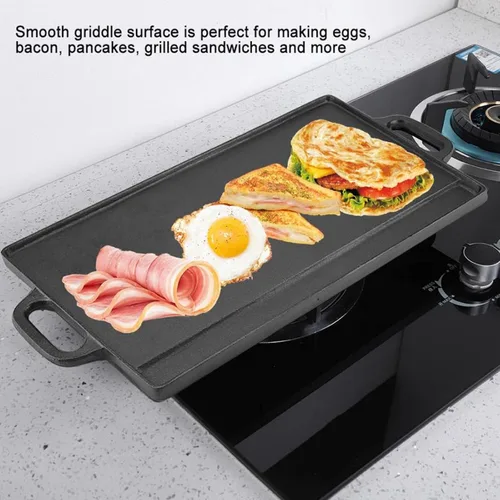 Miniatura 3 de Sartén antiadherente, estufa de interior, parrilla para el hogar, cocina de gas fundido Teppanyaki con asas, parrilla rectangular gruesa de doble