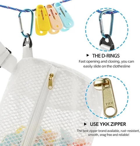Miniatura 5 de Bolsa de malla con cremallera de panal para tendedero, paquete de cintura de muchas maneras de usar, tela transpirable, gran apertura, gran
