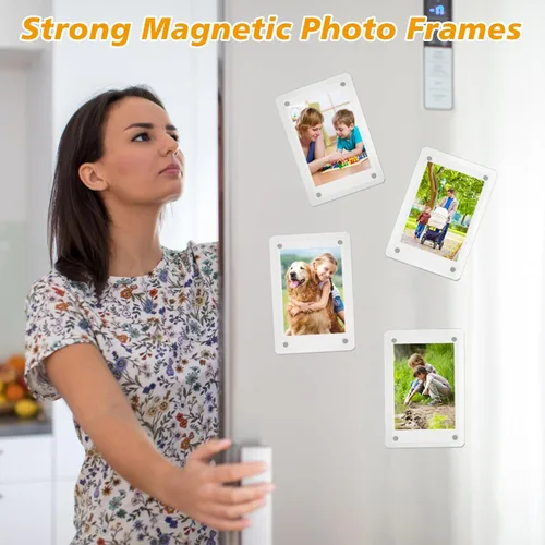 Miniatura 2 de Mini marco polaroid acrílico para fotos, paquete de 5 marcos magnéticos para refrigerador para pantalla de fotos Instax, transparente de doble cara