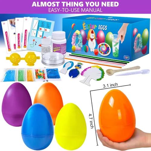 Miniatura 2 de UNGLINGA 4 huevos sorpresa para cesta de Pascua, 6 experimentos científicos para niños, juguetes de Pascua, idea de regalo para niños y niñas