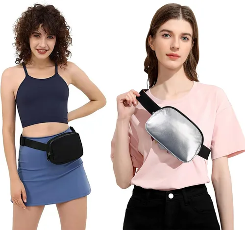 Miniatura 6 de Riñonera cruzada negra para mujer, bolsa de cinturón ajustable para exteriores, entrenamiento, viajes, casual, correr, senderismo, ciclismo