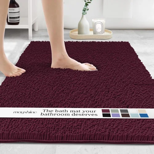Miniatura 17 de MAYSHINE Alfombra de Baño de Chenilla Afelpada Extra Suave, Súper Absorbente, Alfombra de Baño Antideslizante Microfibra Esponjosa