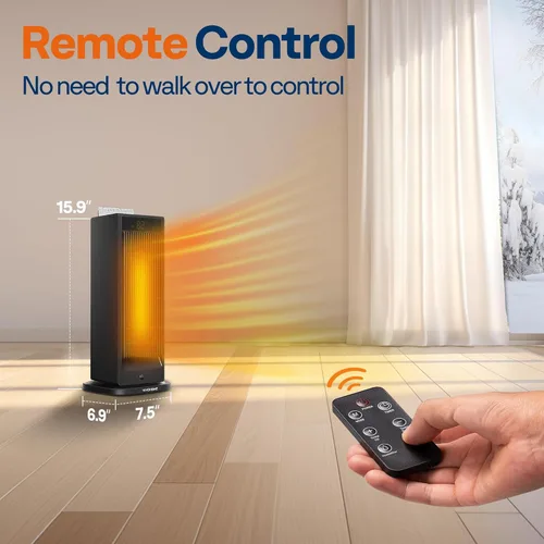 Miniatura 7 de VIVOHOME Calentador de espacio con humidificador, calentador eléctrico para uso en interiores, calentador de cerámica silencioso de 1500 W