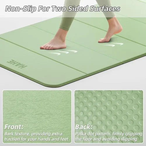 Miniatura 5 de Foldable Yoga Mat,74"Lx32"Wx1/3"Thick,Folding Exercise Mat,Non-slip Wide Pilates Mats for Home Workout/Travel, Portable Yoga Mat Thick for Verde