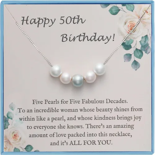 Sereney Regalos de cumpleaños para niñas y mujeres, collar de perlas de plata esterlina como regalo de cumpleaños de 7, 9, 10, 11, 13, 15, 16, 18,