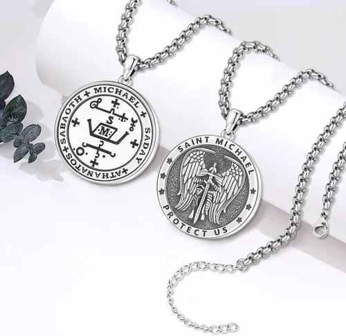 Miniatura 99 de Eusense Saint Necklace Sterling Silver 925 Protection Jewelry for Men Women Patron St Medals Amulet Pendant