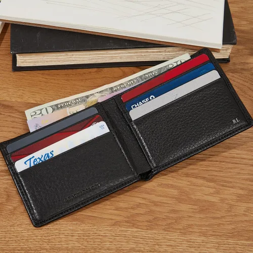 Miniatura 2 de Leatherology Black Onyx - Cartera plegable delgada para hombre, RFID disponible