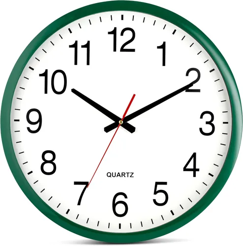 Miniatura 15 de Bernhard Products - Reloj de cuarzo de pared rojo, silencioso, sin tictac, 12 pulgadas, a pila, redondo, fácil de leer