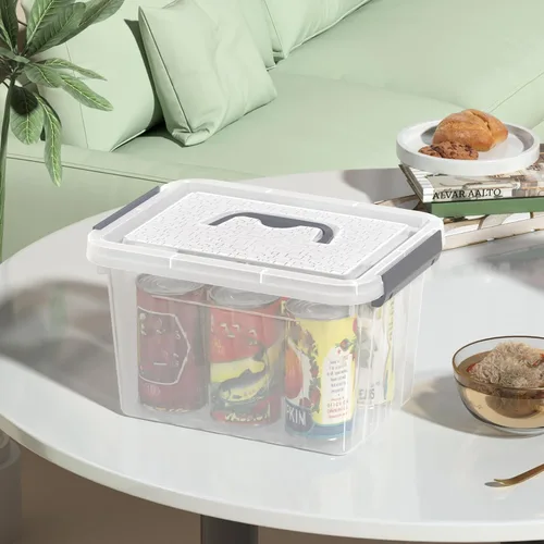 Miniatura 4 de Caja de almacenamiento transparente pequeña de 3.5 cuartos de galón con asa, pequeños contenedores de plástico con tapas, 6 paquetes