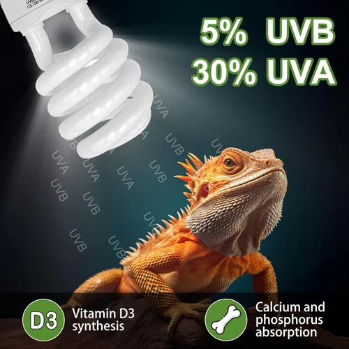 Miniatura 3 de Luz UVB para reptiles, 5.0 26W UVA UVB luz para reptiles, bombilla fluorescente compacta UVB para camaleones, tortuga, iguanas y serpientes