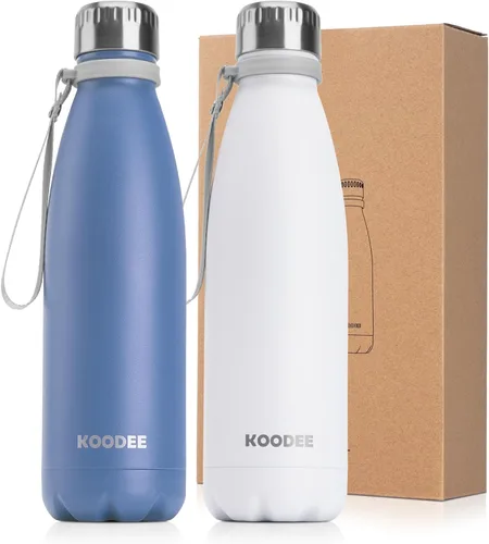 Miniatura 15 de koodee Botella deportiva de agua aislada al vacío de doble pared de acero inoxidable, 17 oz, con forma de botella de refresco, a prueba de fugas
