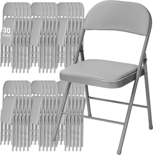 Miniatura 11 de SEALAMB Paquete de 4 sillas plegables con asiento cómodo, marco de metal resistente, sillas apilables portátiles para bodas, fiestas, oficina