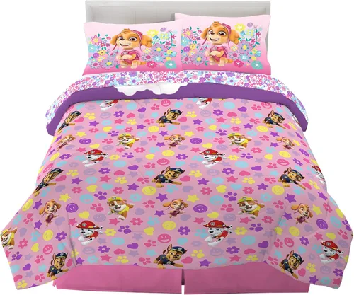 Miniatura 2 de Franco Ropa de cama súper suave para niños, juego de edredón y sábanas, 5 piezas, tamaño completo, Paw Patrol Girls