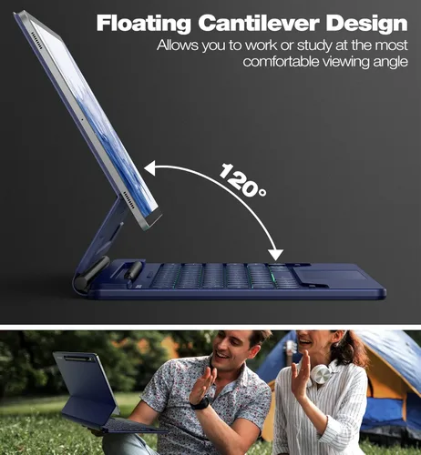 Miniatura 4 de Dexnor para Samsung Galaxy Tab S10+ Plus/S9+ Plus/S9 FE+ Plus/S8+ Plus/S7+ Plus/S7 FE Funda con teclado 31.5 cm Flotante Cantilever Magnético Azul