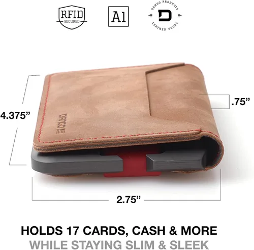 Miniatura 4 de Dango D01 Dapper EDC Wallet - Hecho en Estados Unidos - Cuero genuino aluminio CNC y bloqueo RFID