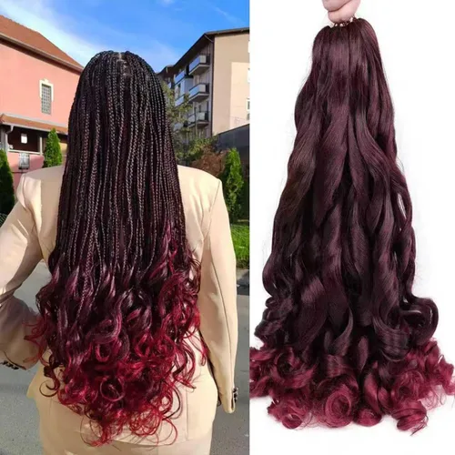 Miniatura 29 de Cabello rizado francés trenzado de 10 pulgadas, color 4, cabello rizado preestirado, 8 paquetes de trenzas de ganchillo de rizo francés para trenzas