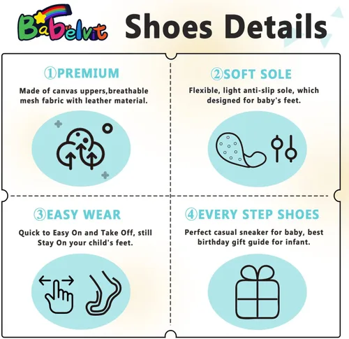 Miniatura 5 de Babelvit Zapatillas de lona con suela suave para bebé y niña, con cordones y cordones para bebé, botas unisex jasta el tobillo recién nacidos
