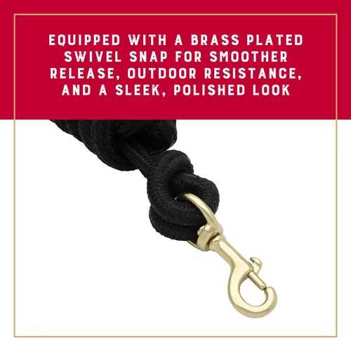 Miniatura 5 de Cuerda de Guía Weaver Equine Performance, Cuerda de Guía Larga para Caballo con Enganche Rápido para Cabestro, Agarre Suave y Cómodo, Equipo de Negro