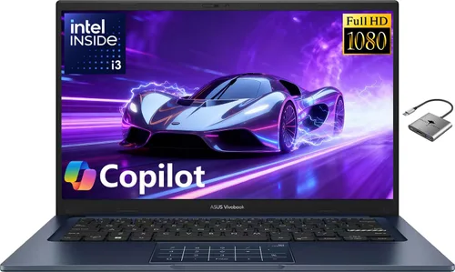 ASUS Vivobook 14 Laptop para Estudiantes, Negocios y Hogar, 14" FHD Intel 6-Core i3 (Supera al i5-1235U), 24GB RAM 512GB SSD, Teclado Numérico