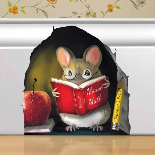 Miniatura 14 de Ratón Leyendo Libro, Adhesivo Decorativo para Pared, Habitación de Niños, Aula, Hogar, Dormitorio, Librero, Amante de los Libros, de Ratones