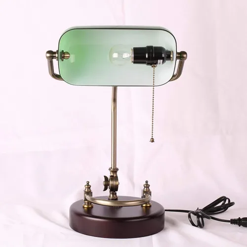 Miniatura 6 de Lámpara de banco antigua, lámpara de escritorio retro, pantalla de cristal verde hecha a mano, lámpara de escritorio de metal ajustable, lámpara