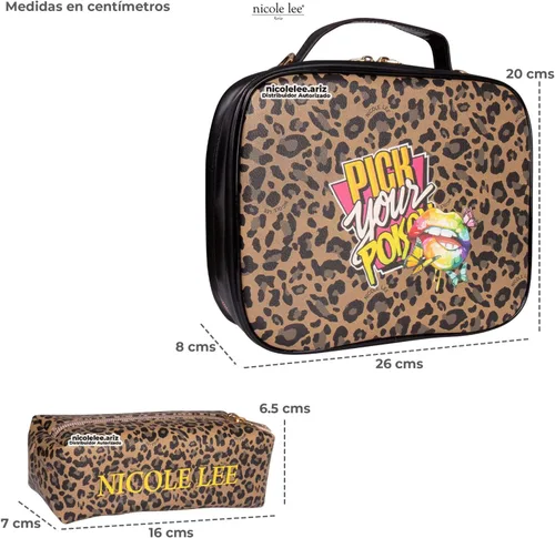 Miniatura 7 de Nicole Lee Juego de bolso cruzado de viaje con 3 bolsas de maquillaje con estampado de moda, organizador de artículos de tocador para mujer