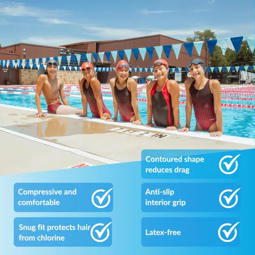 Miniatura 3 de Sporti Gorro de natación de silicona para niños, gorro de natación unisex para jóvenes, gorras de baño de protección para tus hijos, de 2 a 10 años