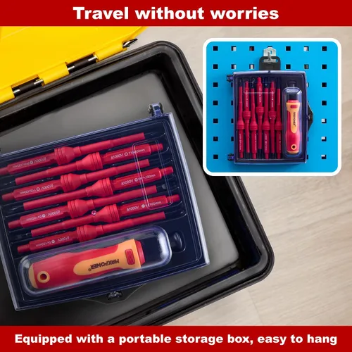 Miniatura 5 de MAXPOWER Juego de destornilladores aislados, destornilladores eléctricos aislados 7 en 1, kit de herramientas de destornillador eléctrico de punta