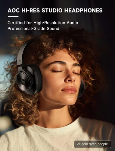 Miniatura 2 de AOC Auriculares con cable, auriculares con monitor de estudio de DJ sobre la oreja con tiempo de reproducción de 72 horas, conector de 0.138
