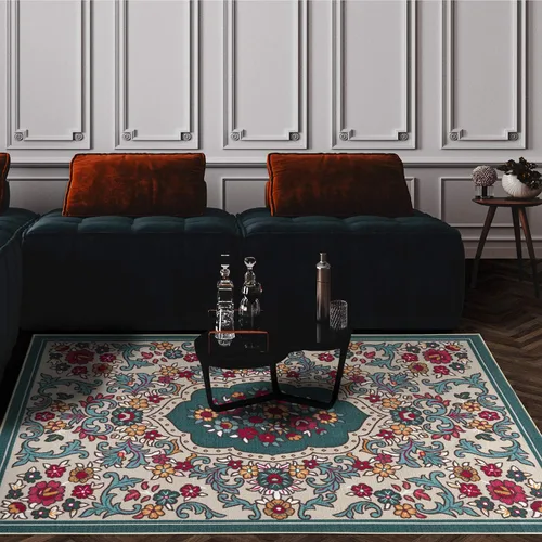 Miniatura 13 de Antep Rugs - Alfombras antideslizantes (no se desliza) 2 x 4 con respaldo de goma con diseño floral moderno de bajo perfil para cocina