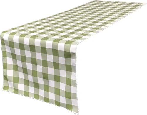 Miniatura 7 de LA Linen Camino de mesa a cuadros de doble cara, 14 x 108 pulgadas, verde cazador y blanco