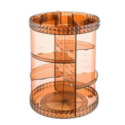 V-HANVER Organizador de maquillaje giratorio de 360 grados Organizador de perfume Caja de exhibición de almacenamiento de cosméticos de gran Café
