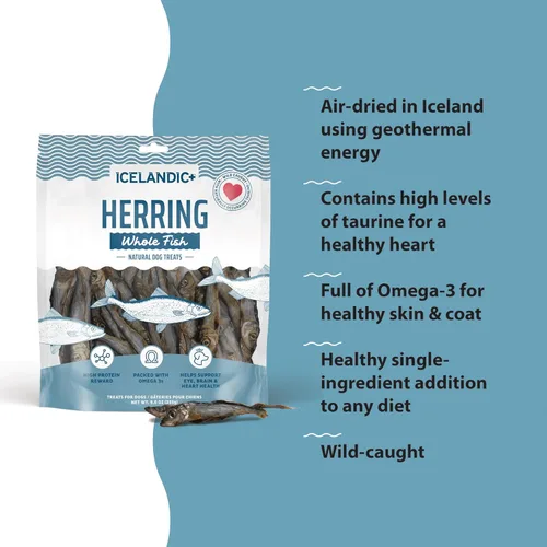 Miniatura 5 de Icelandic+ Arenque de pescado entero, bolsa de 9 onzas, golosinas para perros, puro capturado en la naturaleza y secado al aire, aperitivo de un