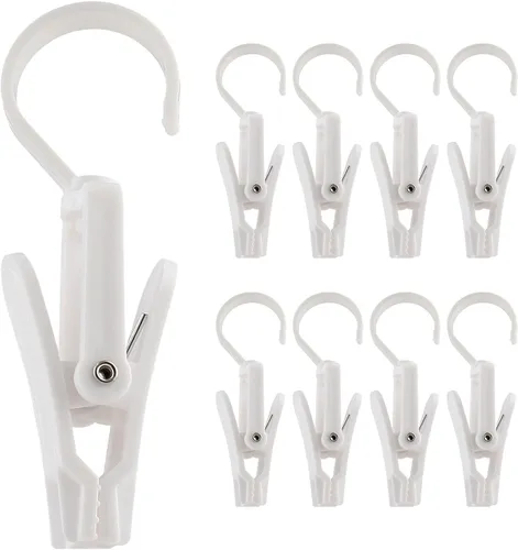 Jiozermi 20 ganchos para lavandería, pasadores de plástico para ropa, clips de suspensión súper fuertes, ganchos giratorios para tienda de ropa,