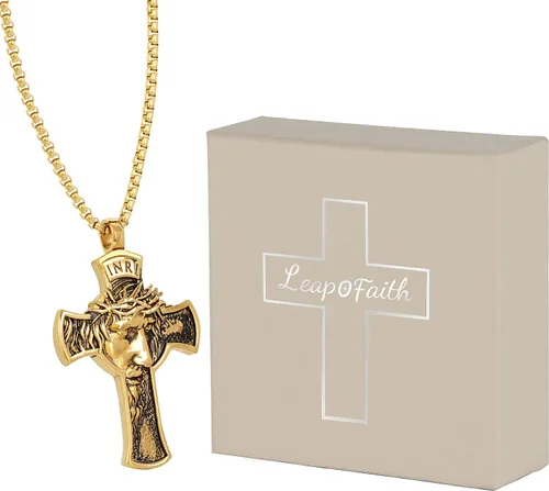 Miniatura 13 de Colgante de cruz de Jesús para espejo retrovisor de coche, accesorios de decoración, collar de cruz de acero inoxidable, regalo cristiano