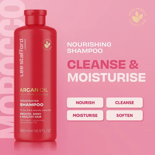 Miniatura 2 de Lee Stafford Champú hidratante Colección de aceite de argán – Lo mejor para el cabello teñido y opaco para reparar e hidratar para un brillo suave