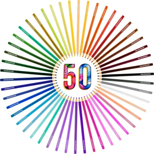 Miniatura 4 de U.S. Art Supply Juego de 50 lápices de colores para adultos, de grado artista, colores vibrantes, dibujo de arte suave, bocetos, sombreado, mezcla