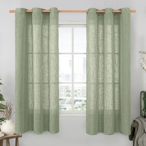Miniatura 35 de LAMIT Cortinas de lino sintético para dormitorio, paneles filtrantes de luz, cortinas de lino con protección de privacidad con ojales para ventanas