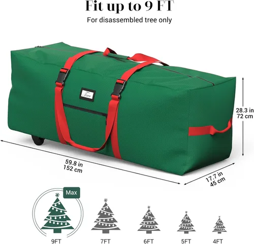 Miniatura 3 de Bolsa enrollable de almacenamiento para árbol de Navidad Winpull de 9 pies para árbol artificial, tela Oxford 600D impermeable, bolsa grande
